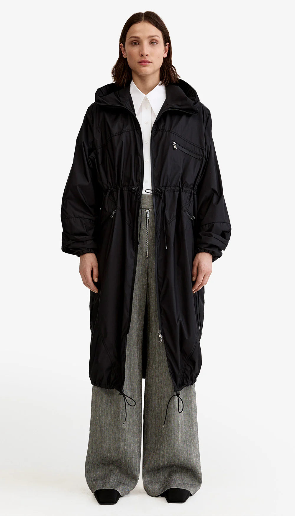 Smythe - Drawstring Rain Shell in Black