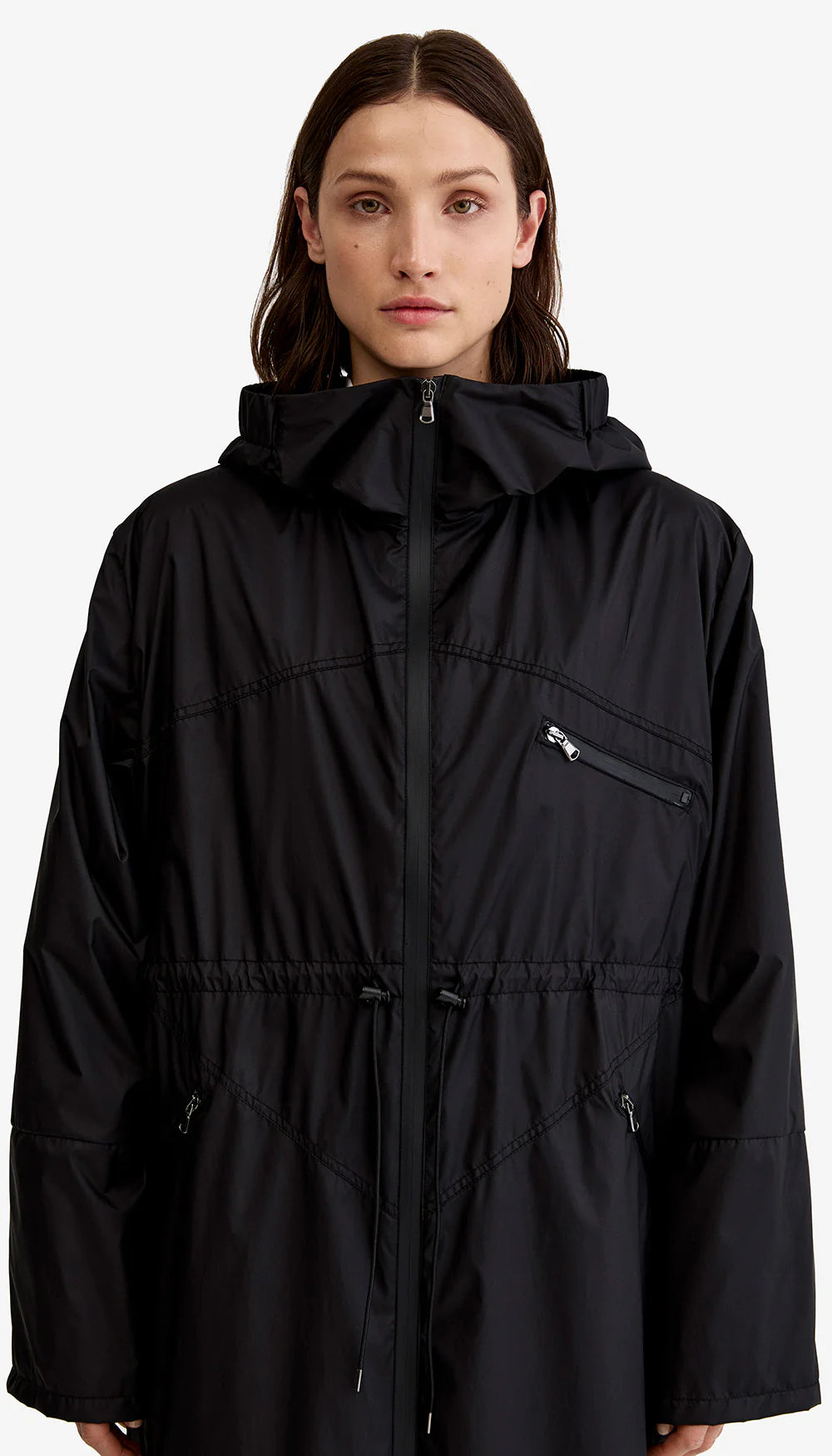 Smythe - Drawstring Rain Shell in Black