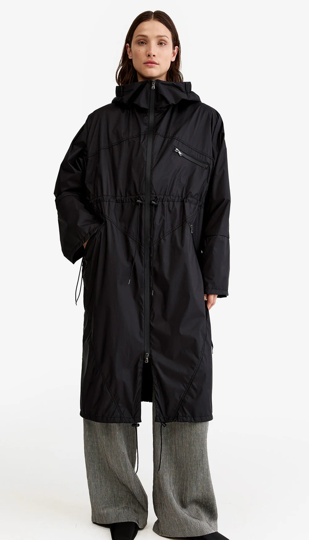 Smythe - Drawstring Rain Shell in Black