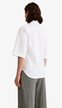 Smythe - 3/4 Sleeve Point Collar Shirt in White
