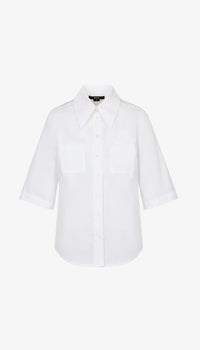 Smythe - 3/4 Sleeve Point Collar Shirt in White