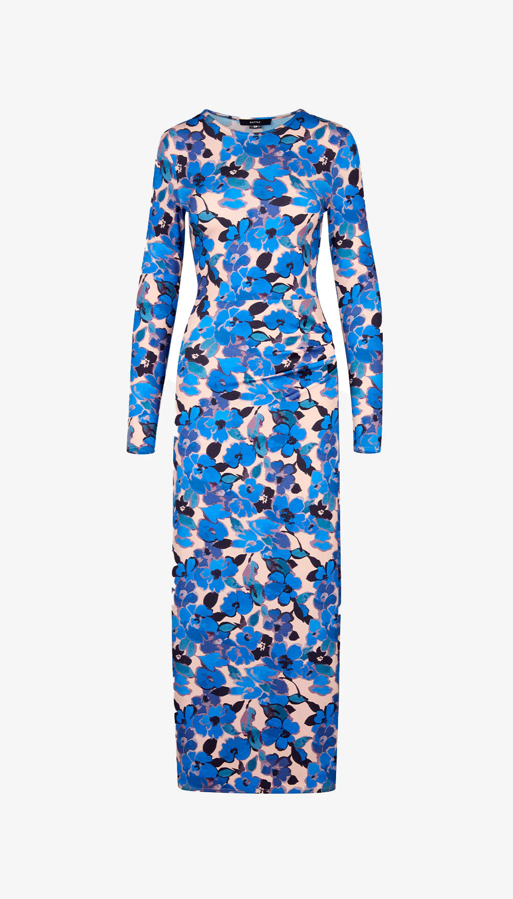 Smythe - Ruched Crewneck Midi dress in Blush Blue