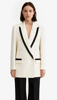 Smythe - Taped db Peaked Lapel Blazer in Ivory