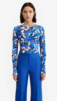 Smythe - Scrunch Sleeve Crewneck Tee in Blush Blue