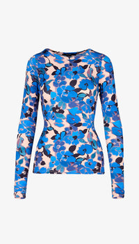 Smythe - Scrunch Sleeve Crewneck Tee in Blush Blue