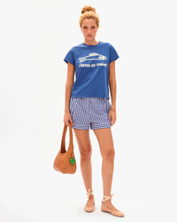 Clare V. - Classic Tee in French Blue Liberez les Sardines