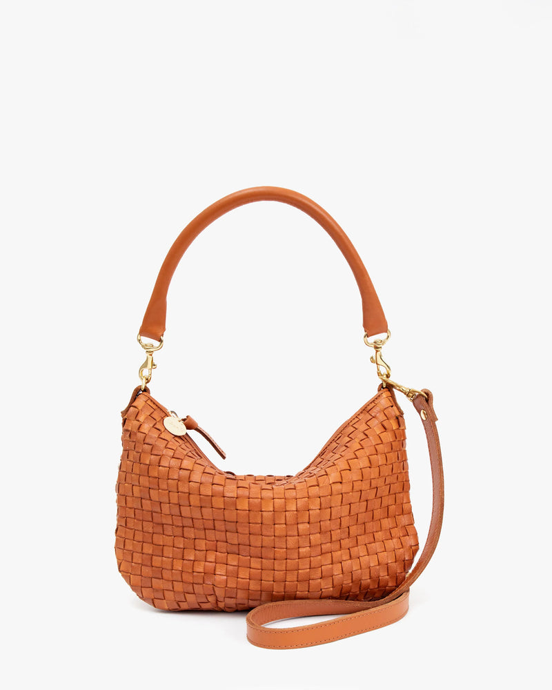 Clare V. - Petit Moyen Messenger in Natural Woven Checker