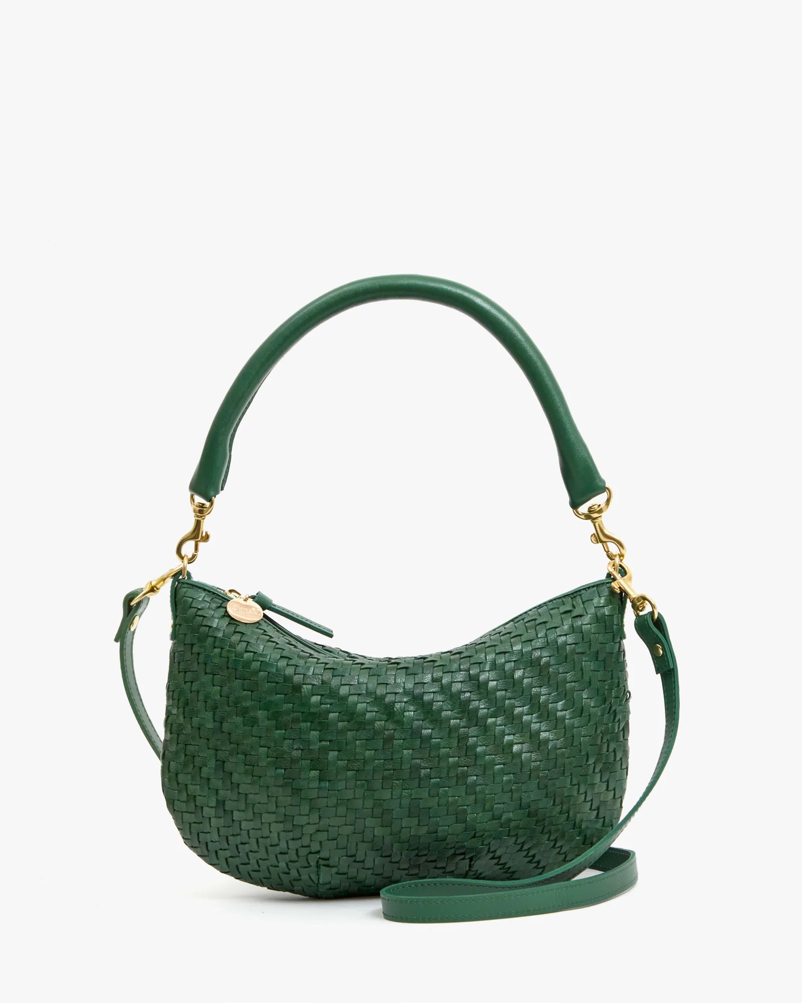 Clare V. - Petit Moyen Messenger in Evergreen Woven Zig-Zag