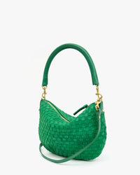 Clare V. - Petit Moyen Messenger in Leather Suede Grass Woven Checker