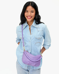 Clare V. - Petit Moyen Messenger in Jacaranda Woven Diagonal