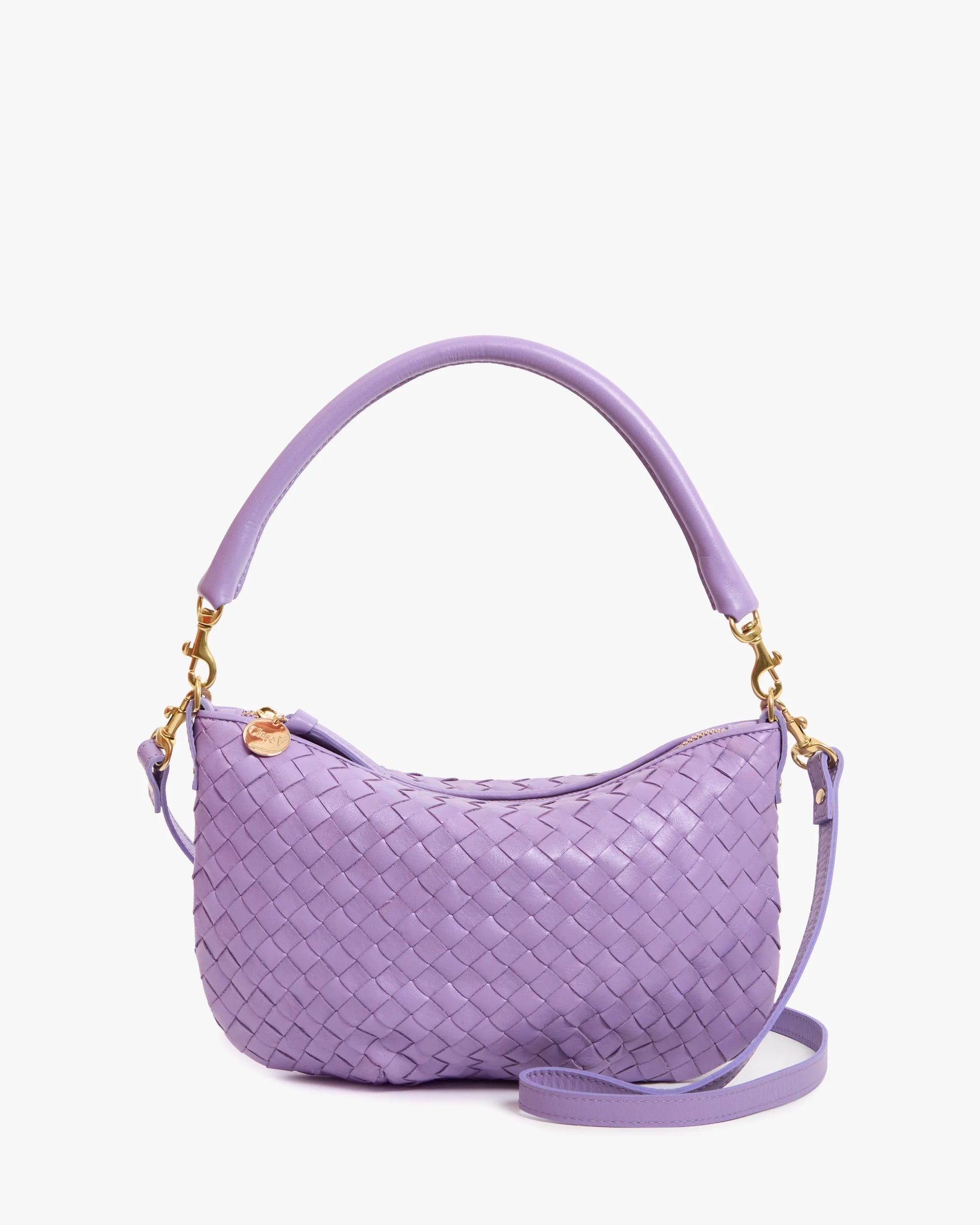 Clare V. - Petit Moyen Messenger in Jacaranda Woven Diagonal