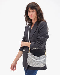 Clare V. - Petit Moyen Messenger in Woven Etoile Silver
