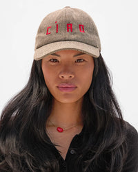 Clare V. - Wool Baseball Hat in Embroidered Ciao Taupe