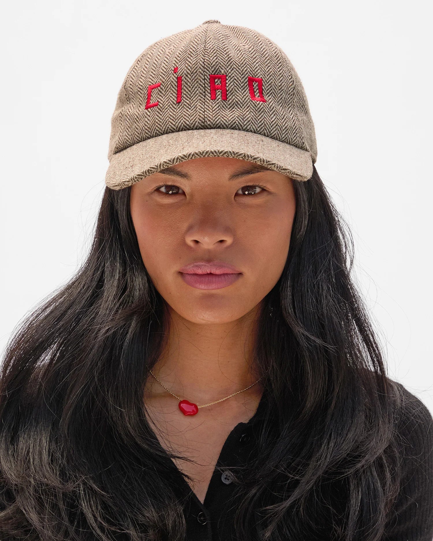 Clare V. - Wool Baseball Hat in Embroidered Ciao Taupe