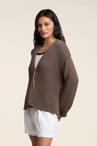 Velvet - Quinnly - Cotton Tape Cardi in Spruce