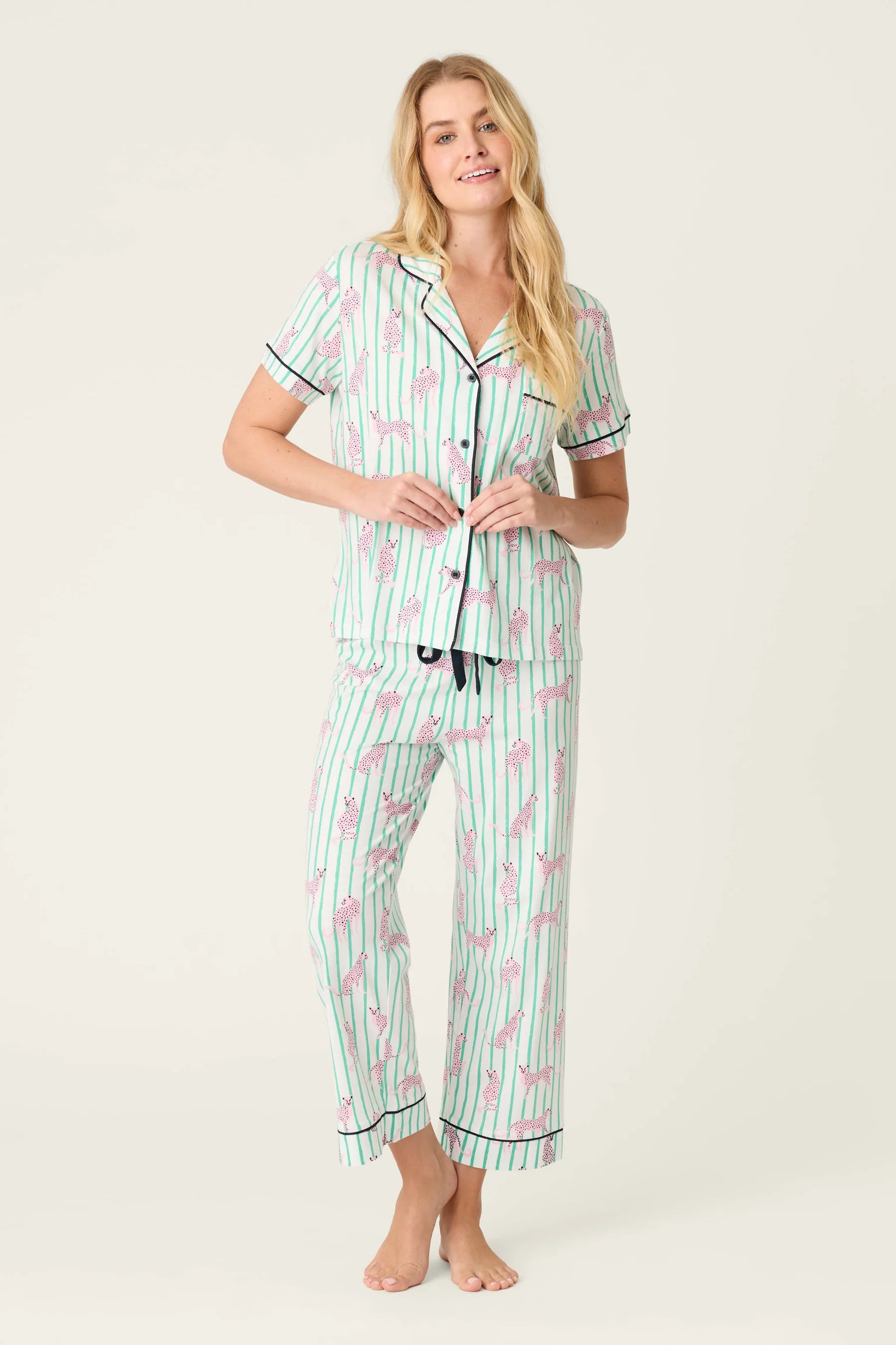 P.J. Salvage - Whimsy Cool Cat Cropped PJ Set in Ivory