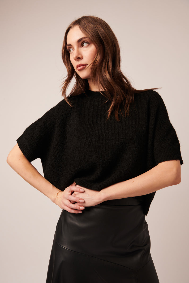 Line - Reyna Short Sleeve Sweater in Caviar