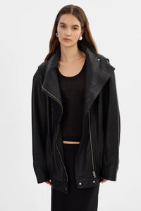 LAMARQUE - Ronja - Oversized Leather Jacket in Black