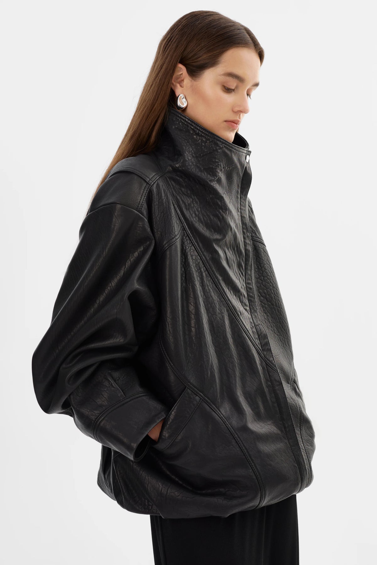 LAMARQUE - Ronja - Oversized Leather Jacket in Black