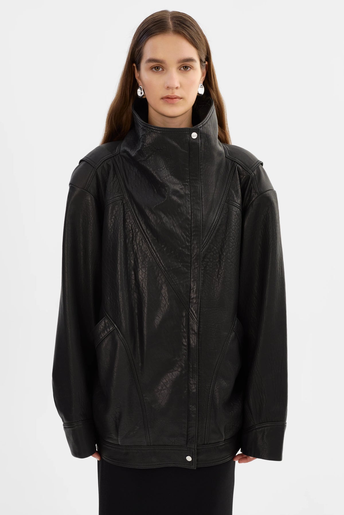LAMARQUE - Ronja - Oversized Leather Jacket in Black