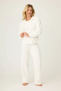 P.J. Salvage - Chenille Cable Knit Hoodie Lounge Set in Ivory