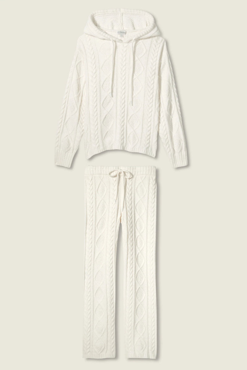 P.J. Salvage - Chenille Cable Knit Hoodie Lounge Set in Ivory