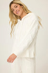 P.J. Salvage - Chenille Cable Knit Hoodie Lounge Set in Ivory