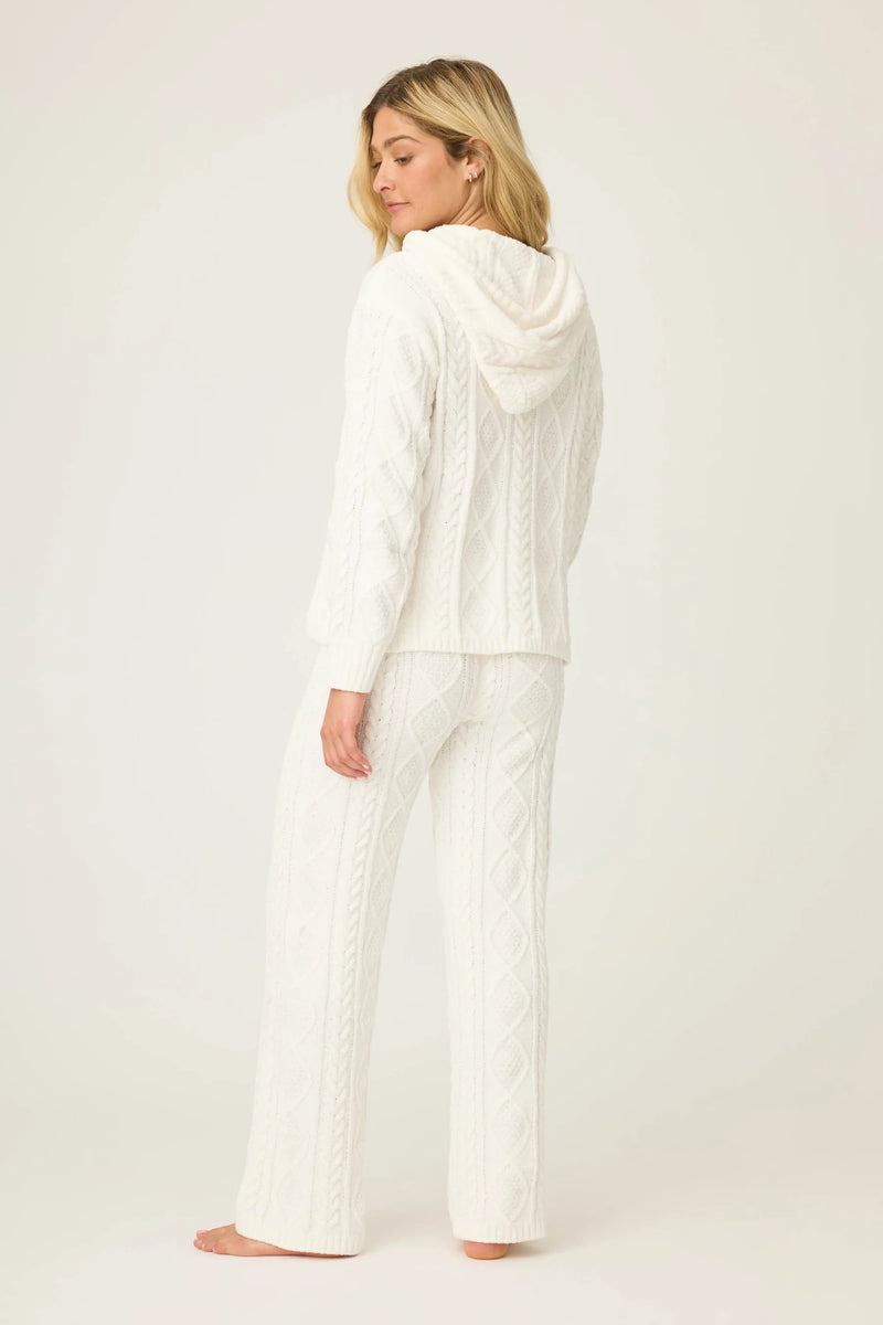 P.J. Salvage - Chenille Cable Knit Hoodie Lounge Set in Ivory