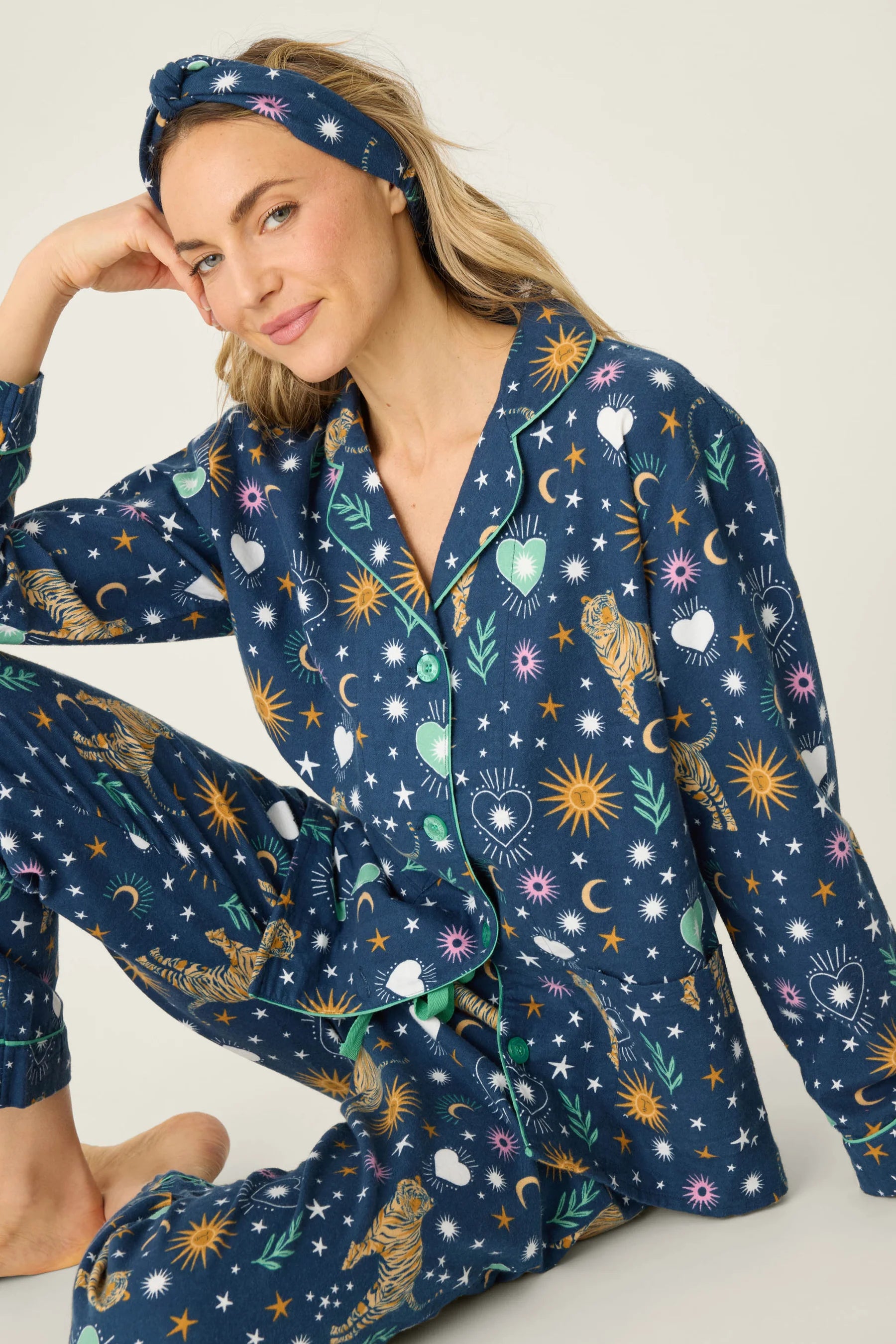 P.J. Salvage - Wild At Heart Flannels PJ Set in Navy