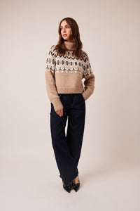 LINE Knitwear - Ruthie Sweater in Biscotti Fairisle