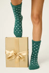 P.J. Salvage - Dot Print Cozy Socks with Grippers in Dark Green