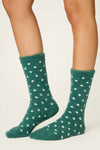P.J. Salvage - Dot Print Cozy Socks with Grippers in Dark Green