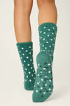 P.J. Salvage - Dot Print Cozy Socks with Grippers in Dark Green