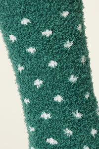 P.J. Salvage - Dot Print Cozy Socks with Grippers in Dark Green