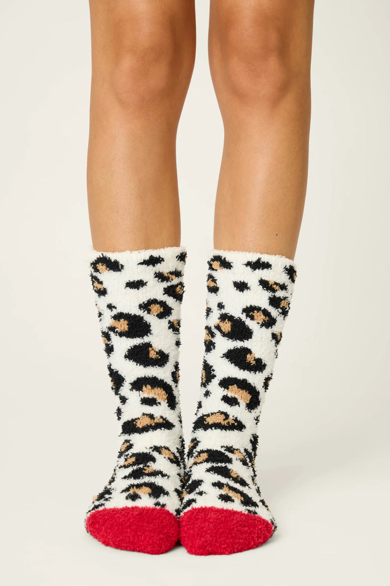 P.J. Salvage - Cheetah Cozy Socks with Gripper