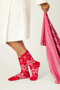 P.J. Salvage - Fairisle Cozy Socks with Grippers in Red