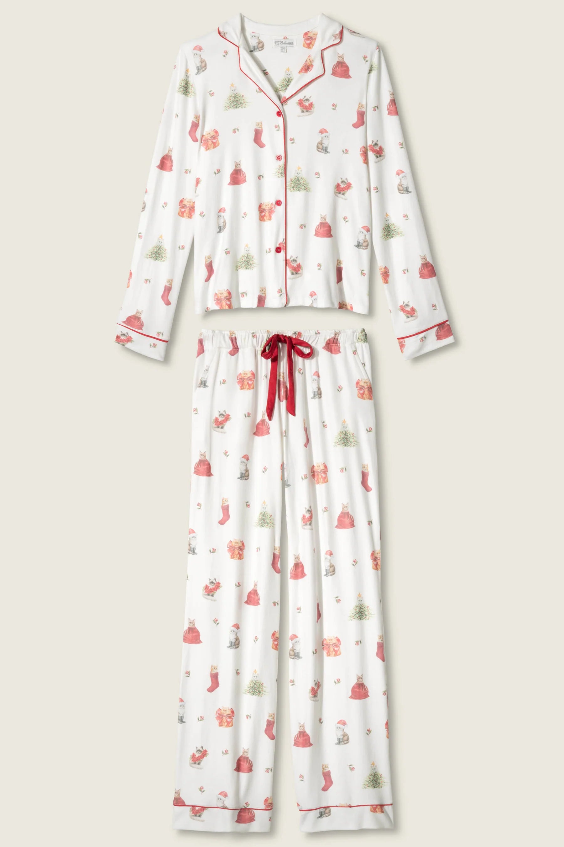 P.J. Salvage - Feline Festive PJ Set in Ivory