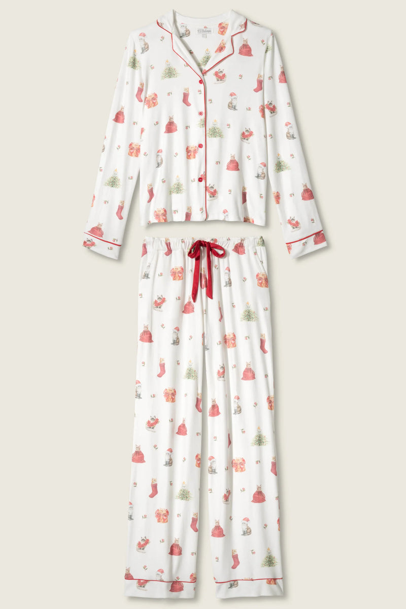 P.J. Salvage - Feline Festive PJ Set in Ivory