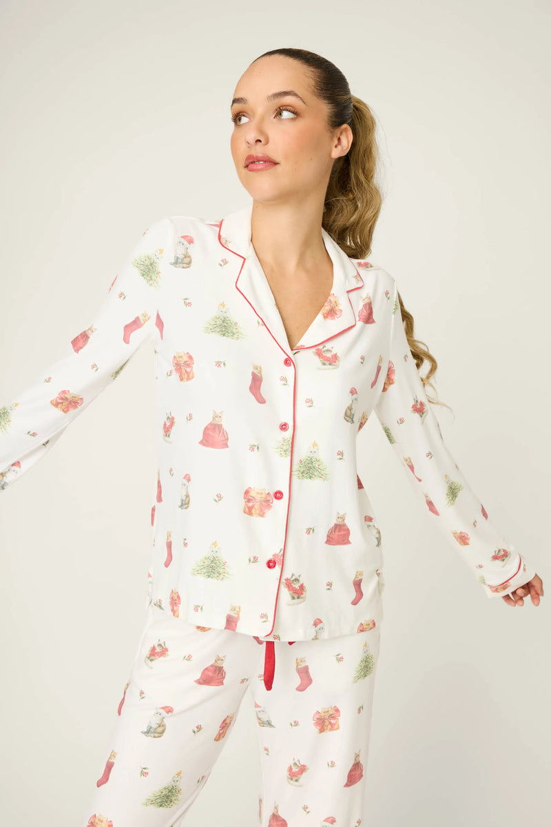 P.J. Salvage - Feline Festive PJ Set in Ivory