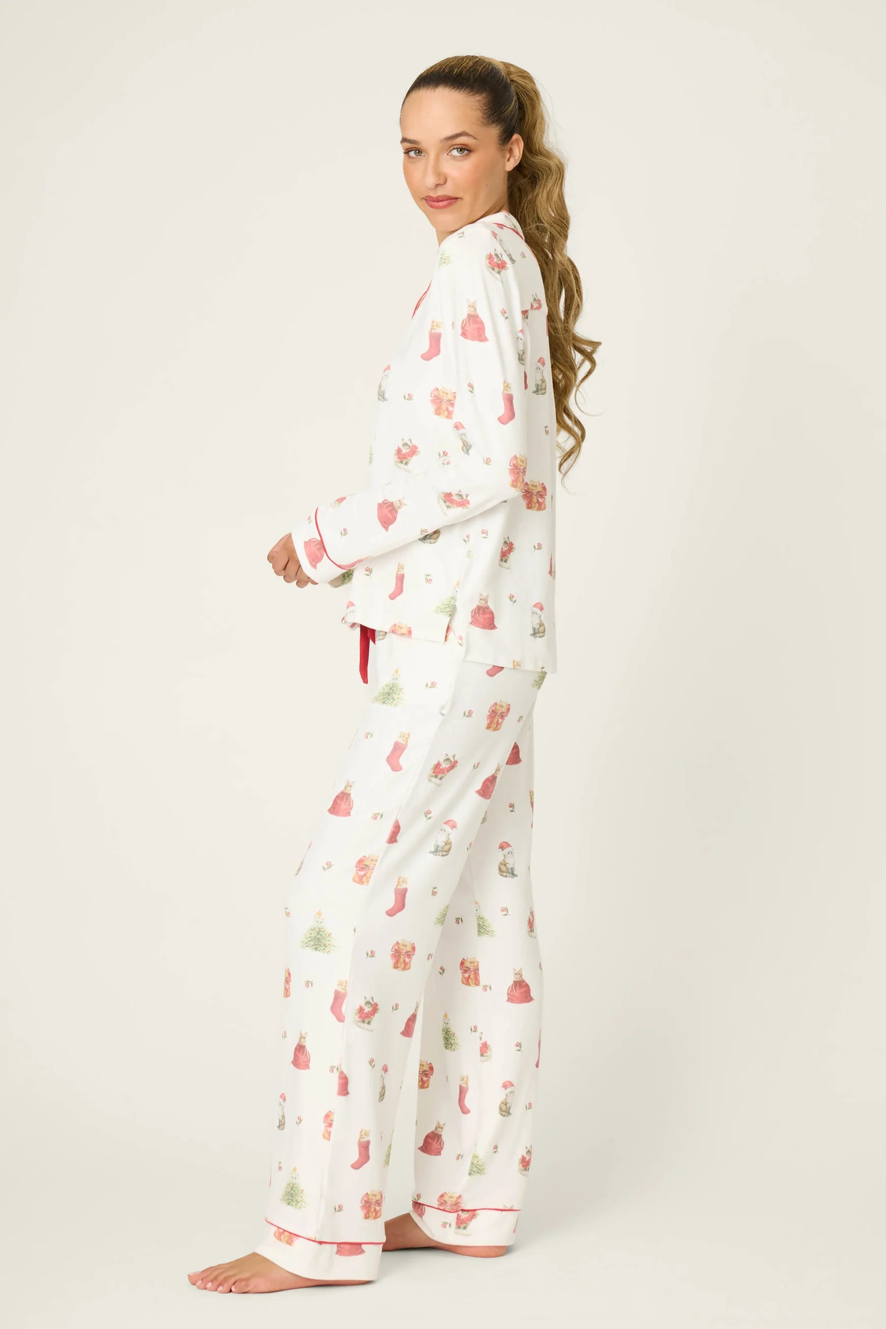 P.J. Salvage - Feline Festive PJ Set in Ivory