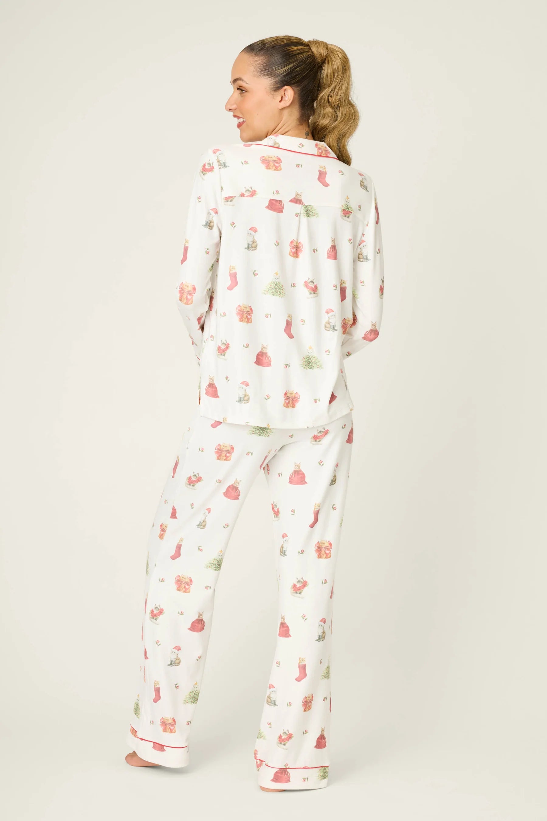 P.J. Salvage - Feline Festive PJ Set in Ivory