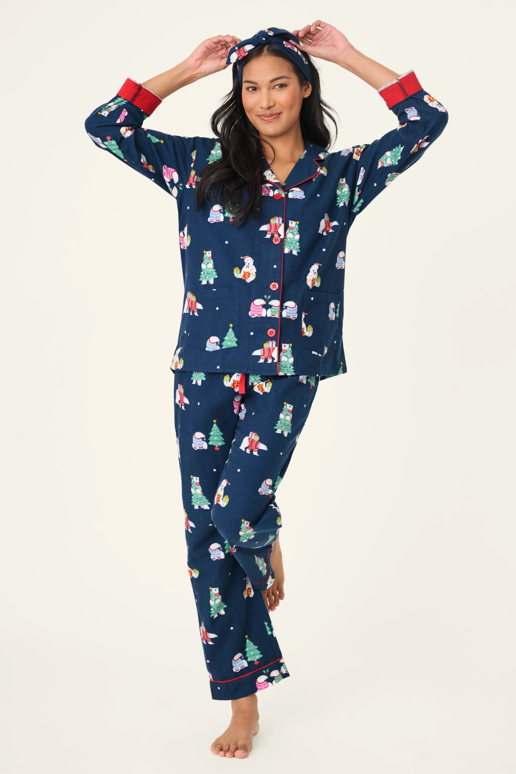 P.J. Salvage - Bearly Awake PJ Flannel Set in Navy