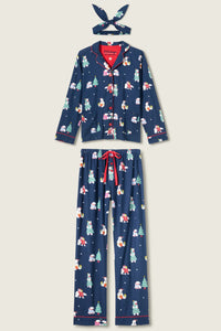 P.J. Salvage - Bearly Awake PJ Flannel Set in Navy