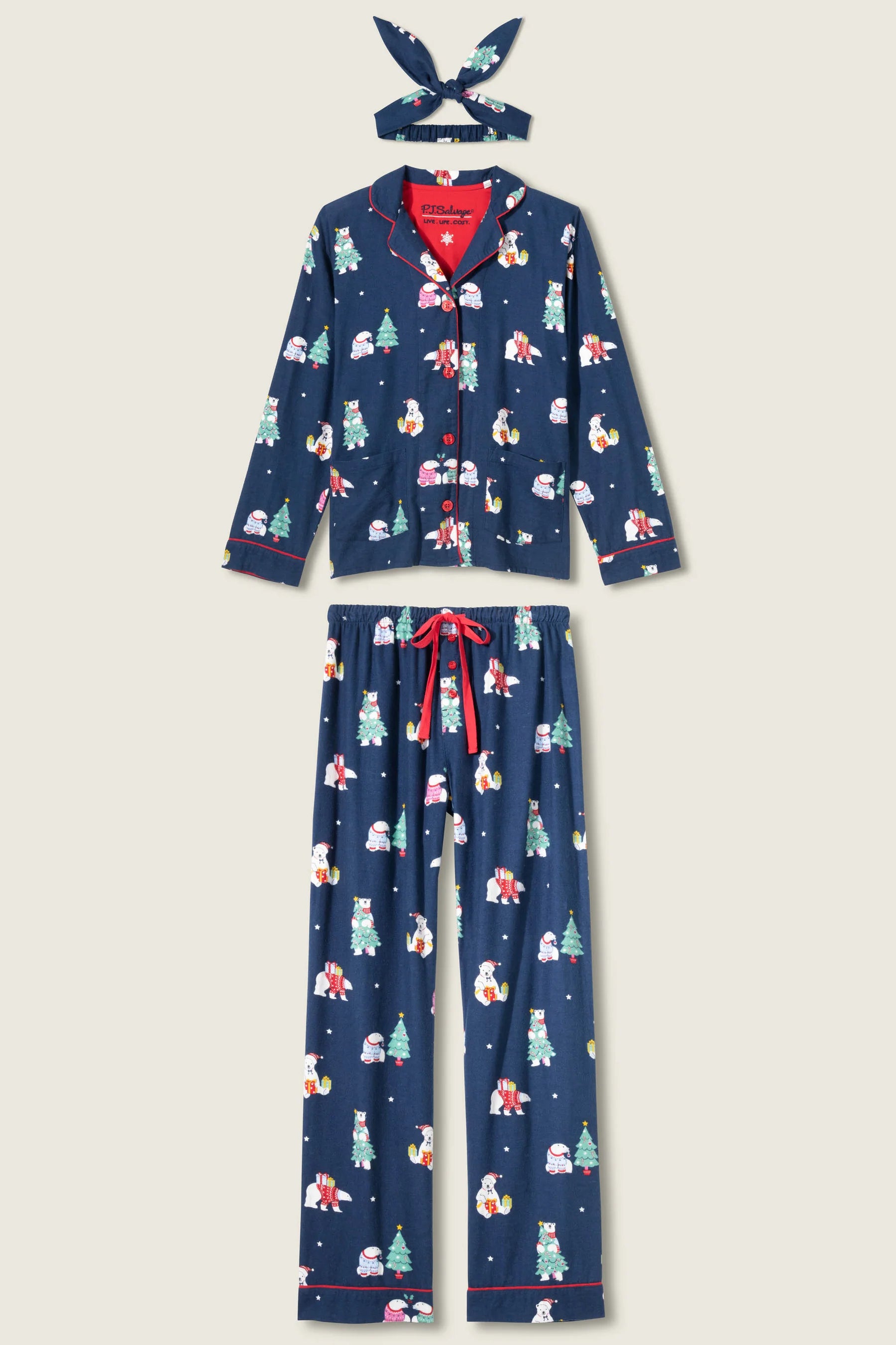 P.J. Salvage - Bearly Awake PJ Flannel Set in Navy