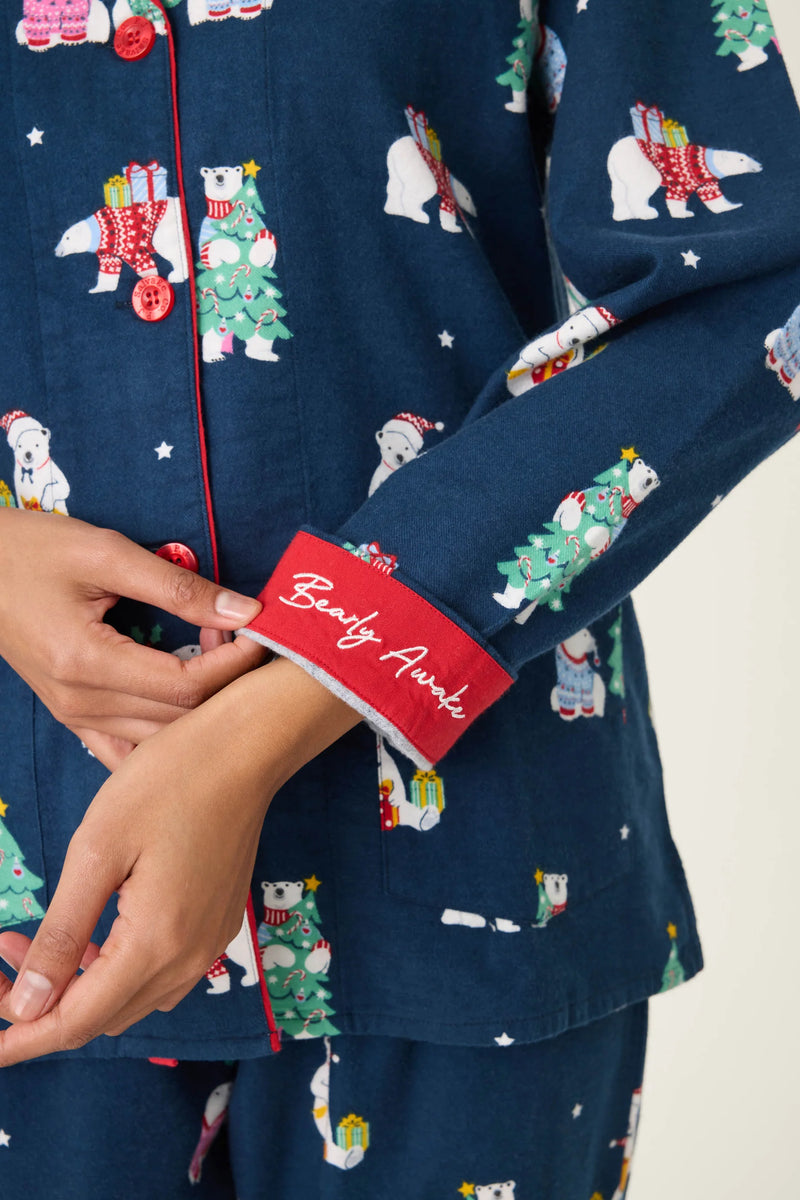 P.J. Salvage - Bearly Awake PJ Flannel Set in Navy