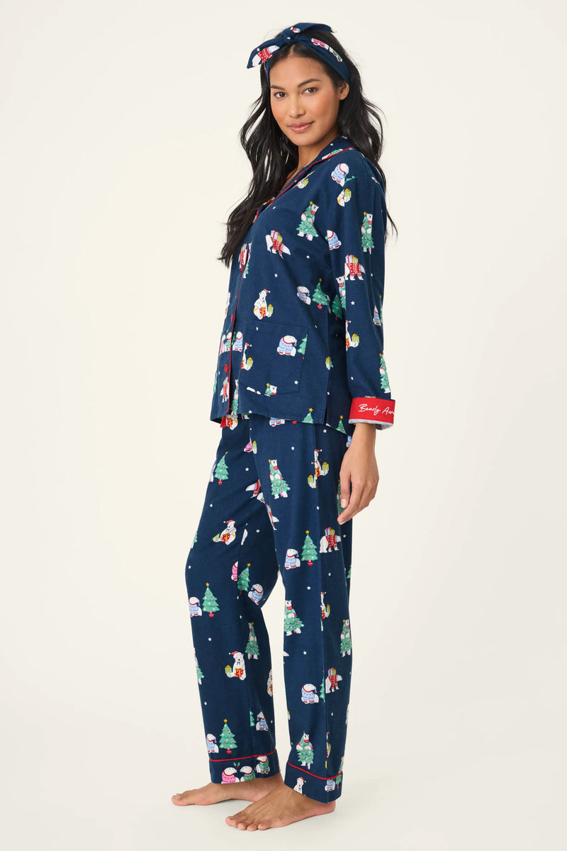 P.J. Salvage - Bearly Awake PJ Flannel Set in Navy