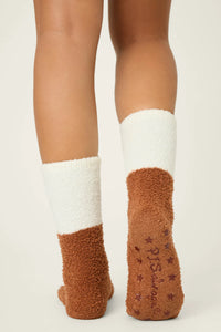 P.J. Salvage - Gingerbread Cozy Socks with Grippers in Brown