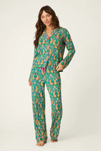 P.J. Salvage - Cheetah Bonita Dreams PJ Set in Teal Blue