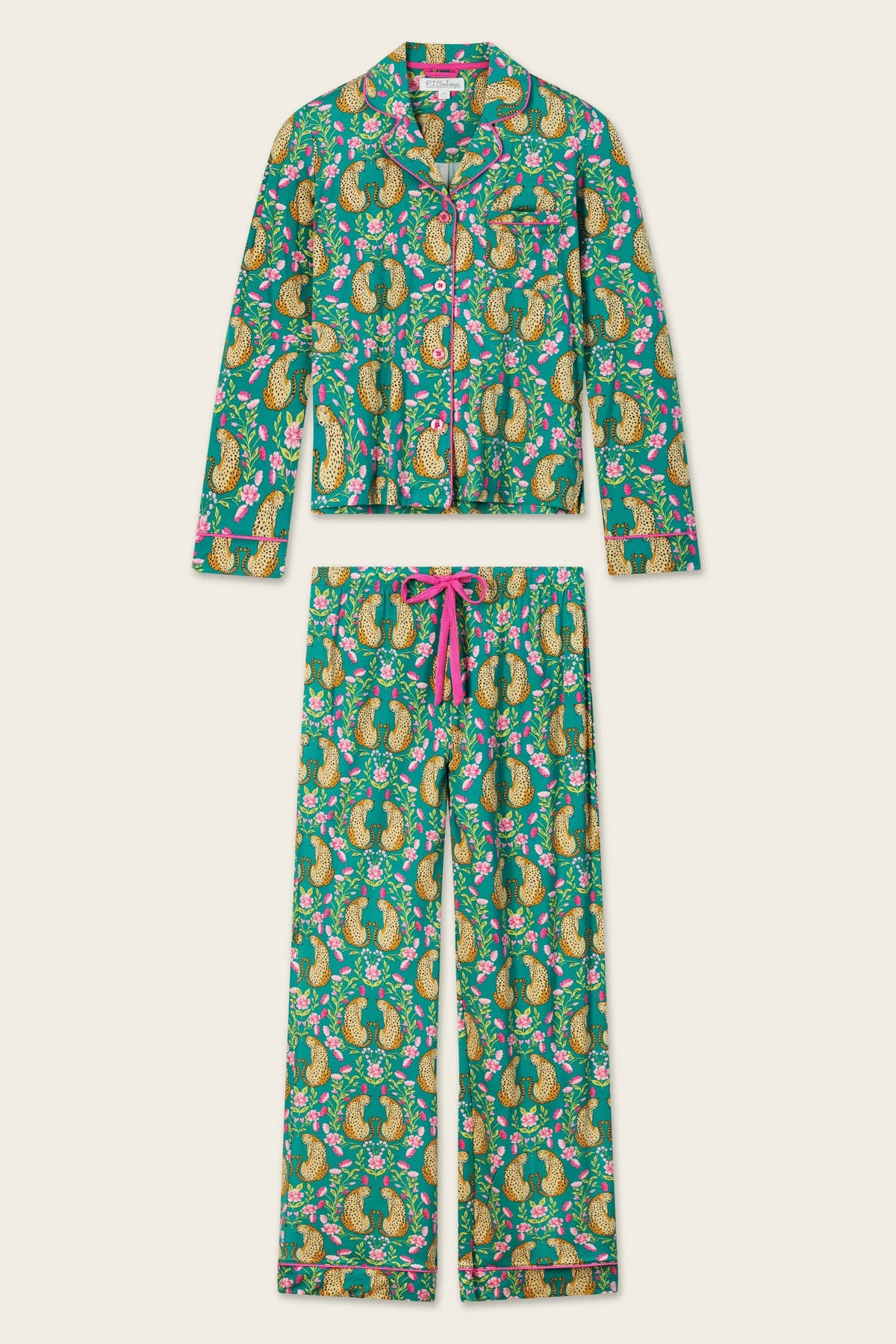 P.J. Salvage - Cheetah Bonita Dreams PJ Set in Teal Blue