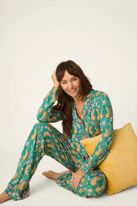 P.J. Salvage - Cheetah Bonita Dreams PJ Set in Teal Blue